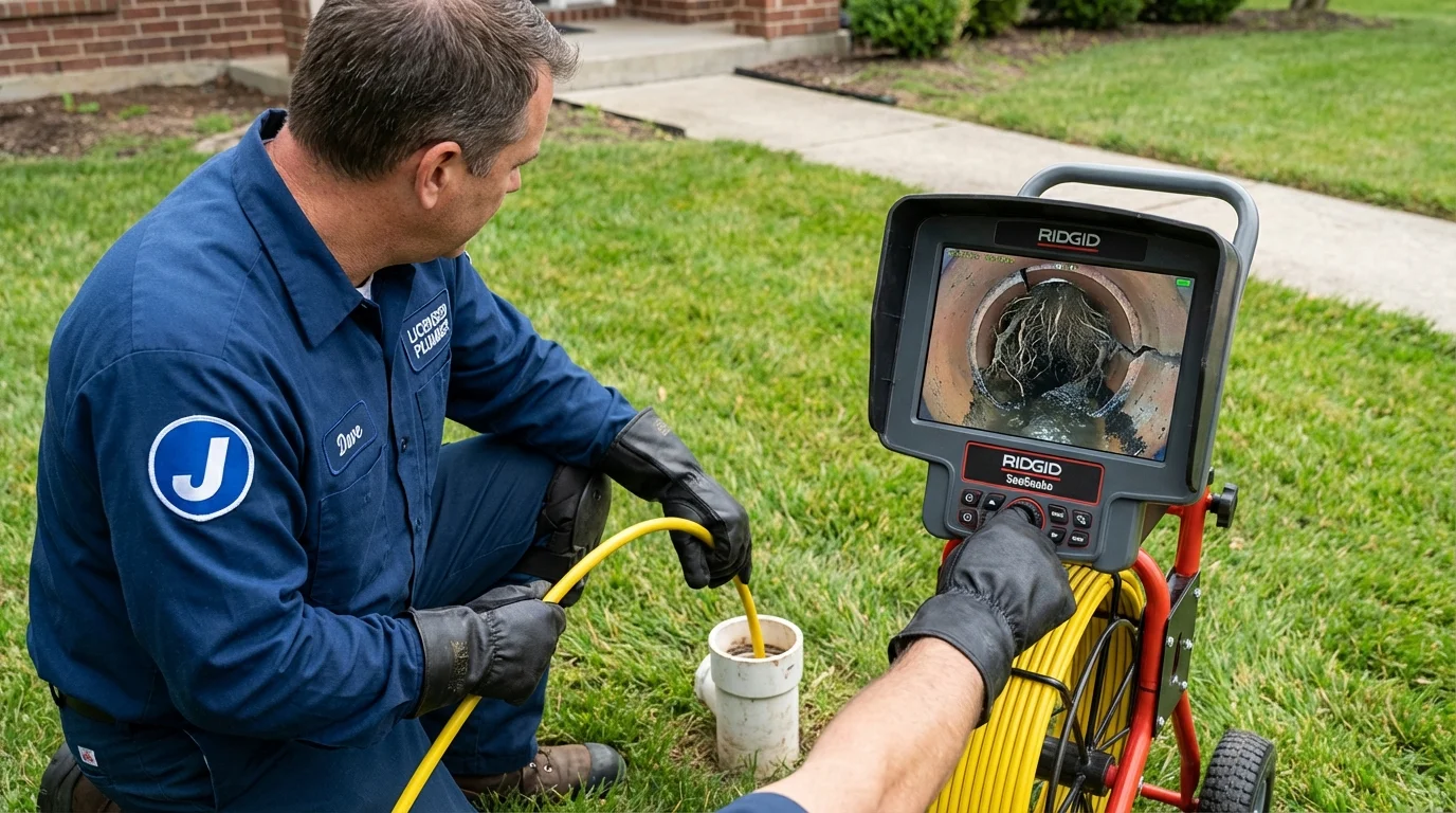 Sewer camera inspection being performed by Johns Plumbing LLC in Chesterton
